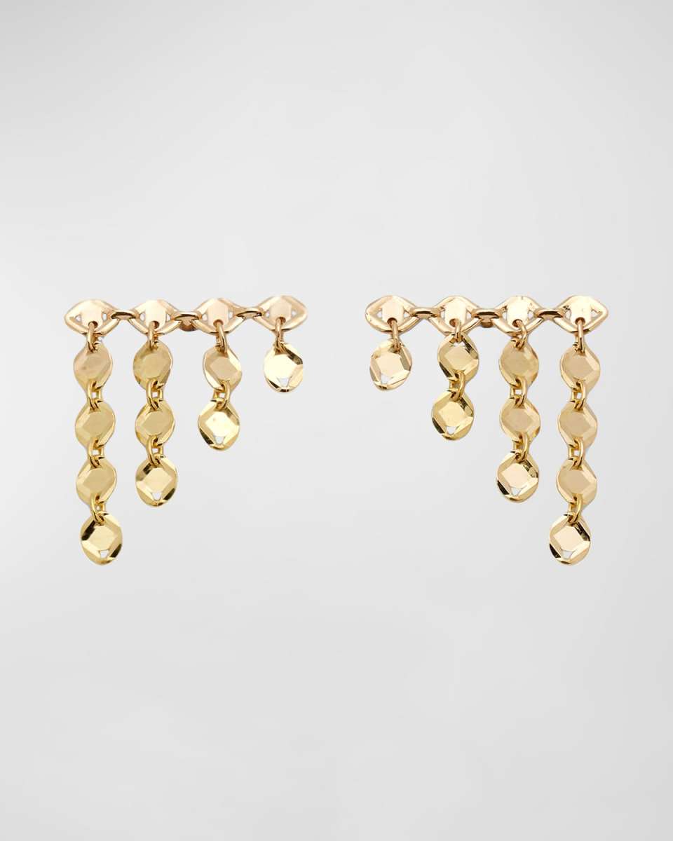 14K Gold Kite Disc Fringe Ear Crawlers